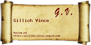 Gillich Vince névjegykártya